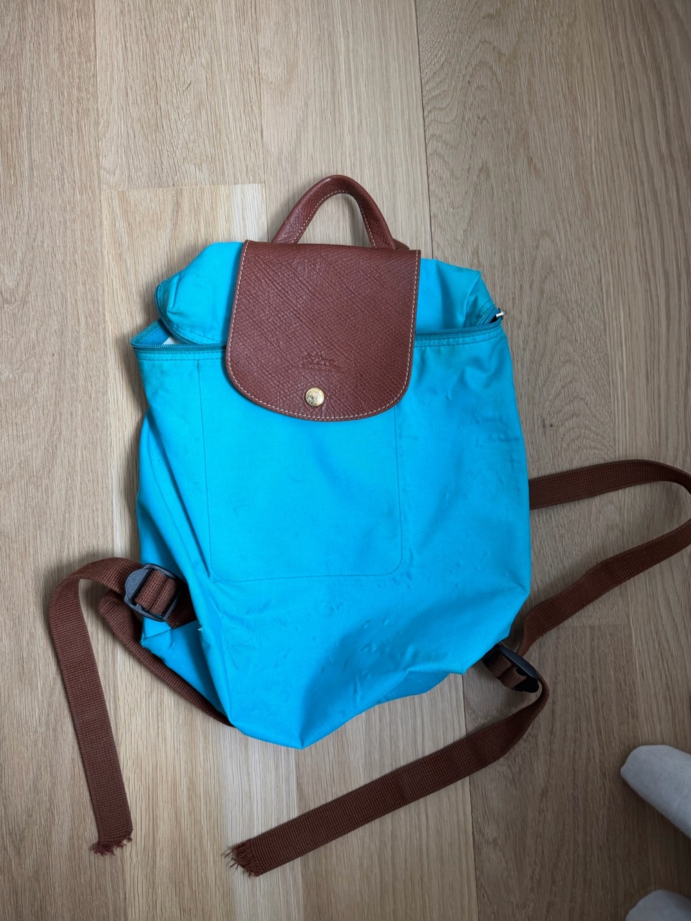 Longchamp turquoise backpack - needs TLC!